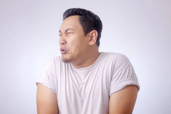 Funny Asian Man Crying When Peeing — Stock Photo, Image