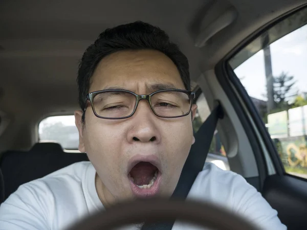 Male Driver Get Bored in His Car — Stock Photo, Image