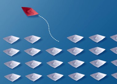 Bireysellik Farklı Konsept, Kırmızı Origami Kağıt Tekne ve W olun