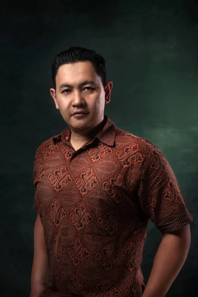 Portrait Male Model Wearing Batik Shirt — Stock Photo, Image