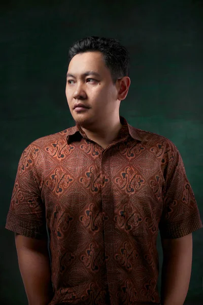 Portrait Male Model Wearing Batik Shirt — Stock Photo, Image