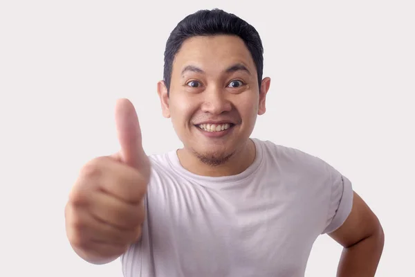 Young Man Showing Thumbs Up Gesture OK Sign — Stock Photo, Image