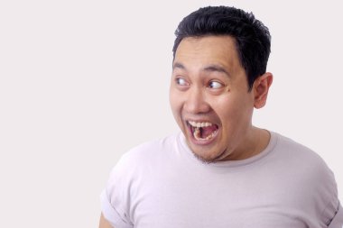 Adam Onun Tarafında Bir Şey Görmek Için Şok, C ile Heyecanlı Jest