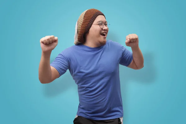 Happy Funny Asian Man Dancing Full of Joy — Stock Photo, Image