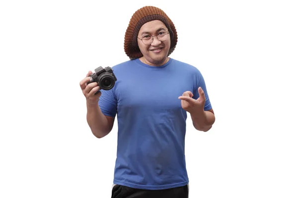 Young Man Shoot with His Camera — Stock Photo, Image