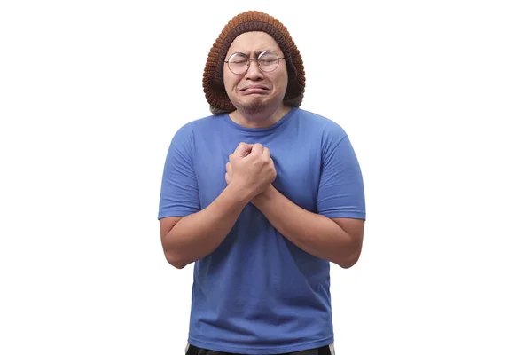 Zabawny Asian Mężczyzna płacze — Zdjęcie stockowe