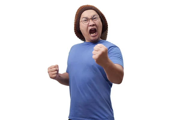 Angry Aziatische Man expressie klaar voor strijd — Stockfoto