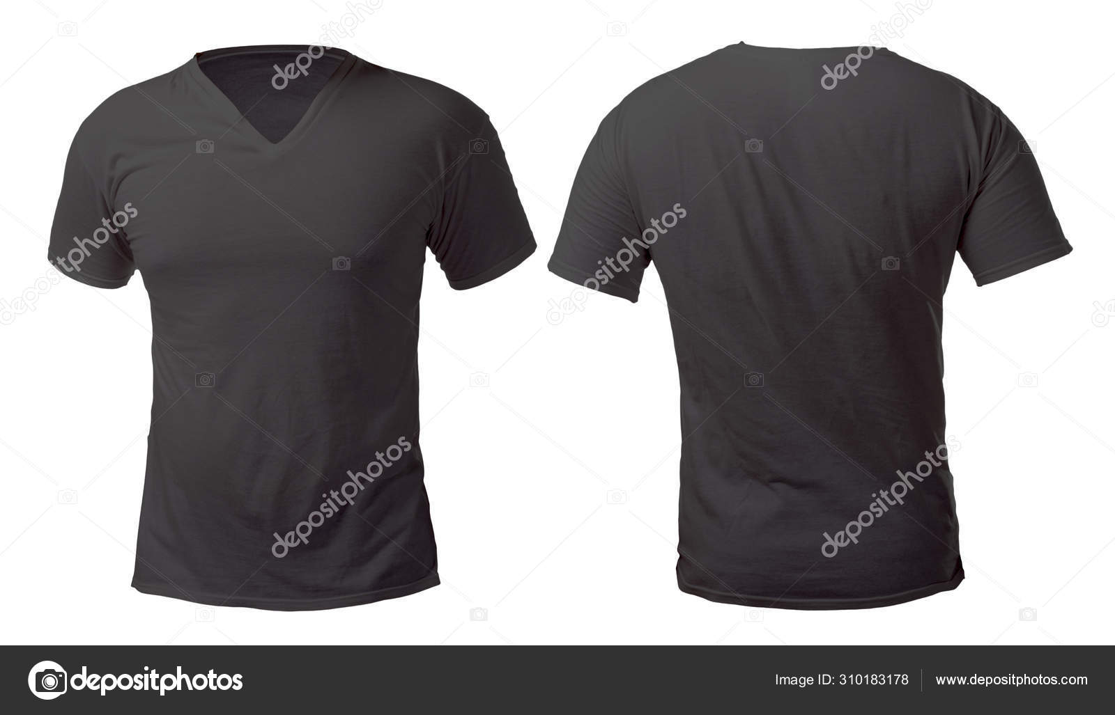plain black t shirt front and back v neck