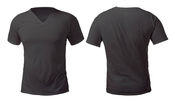 Black V-Neck Shirt Design Template