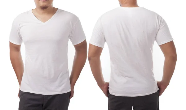 Šablona návrhu V-Neck bílé tričko — Stock fotografie