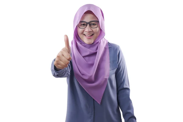Muslim Lady Menunjukkan Thumbs Up Gesture — Stok Foto
