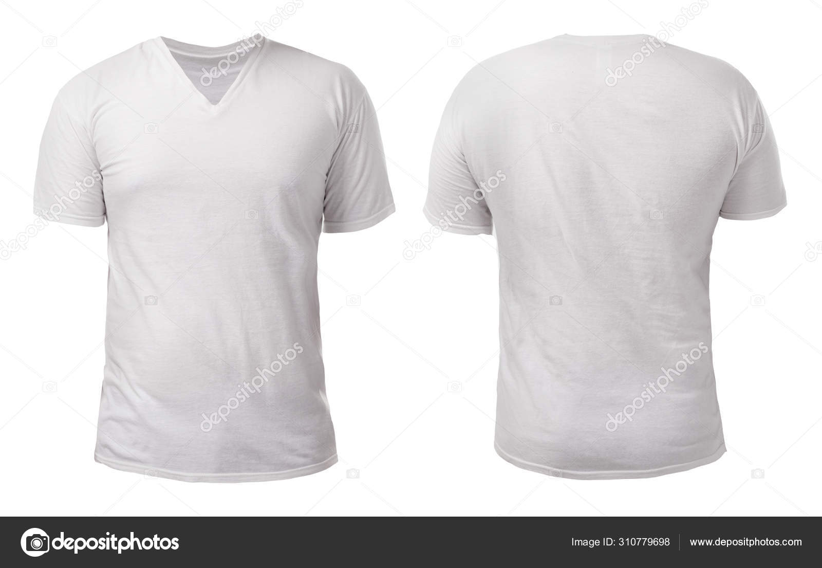 White V Neck T Shirt Template Png