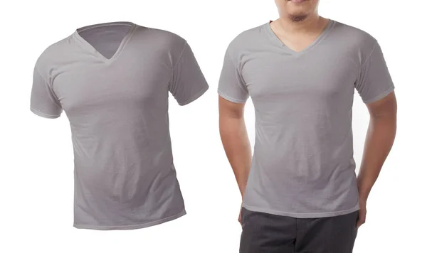 Modello di camicia grigia con scollo a V — Foto Stock