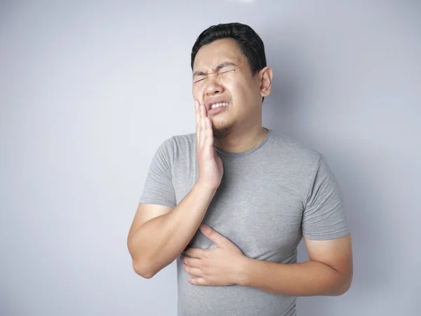 Asiatisk man lider tandvärk Smärta — Stockfoto