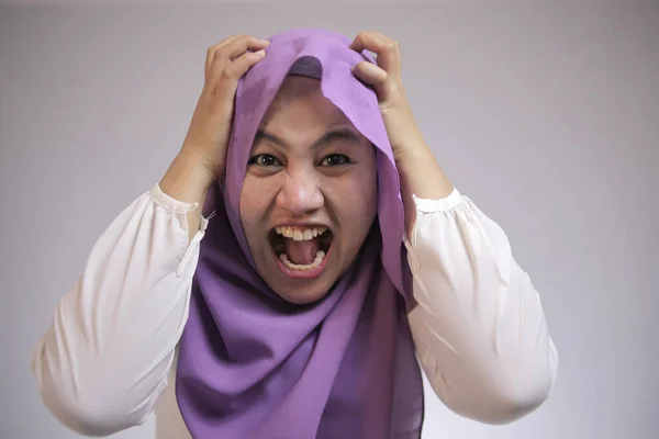 Mad Marah stres Muslim Pengusaha wanita — Stok Foto