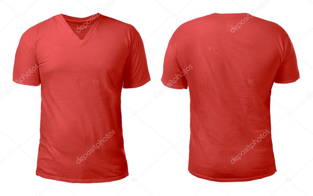 Red V-Neck Shirt Design Template