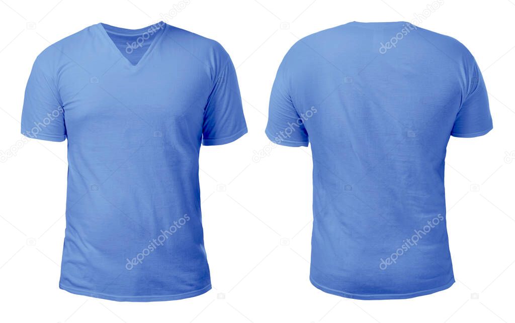 Blue V-Neck Shirt Design Template