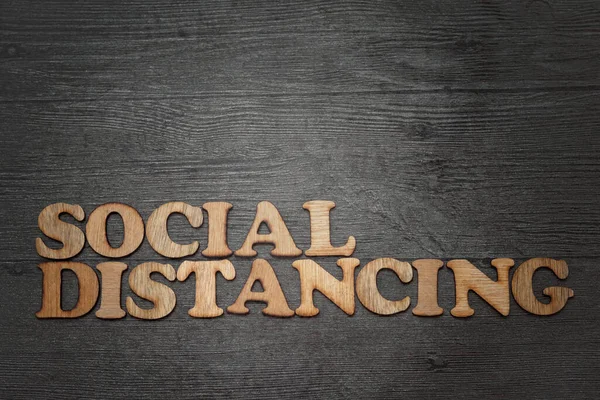 Social Distancing Wooden Alphabet Words Grunge Effect Big Change Covid — Stock Photo, Image