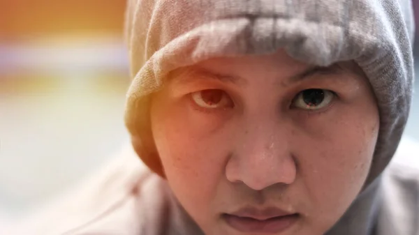 Nahaufnahme Porträt Der Asiatischen Frau Gesicht Beim Harten Training Hause — Stockfoto