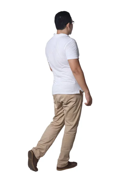 Retrato Completo Del Hombre Asiático Con Camisa Blanca Pantalones Vaqueros — Foto de Stock