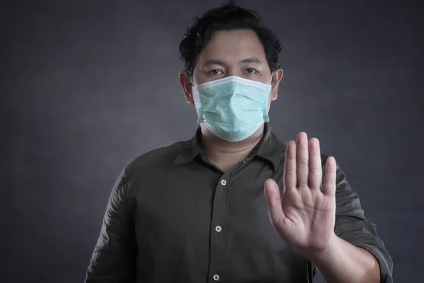 Homme Portant Masque Pour Prévenir Coronavirus Covid Pandémie Homme Asiatique — Photo