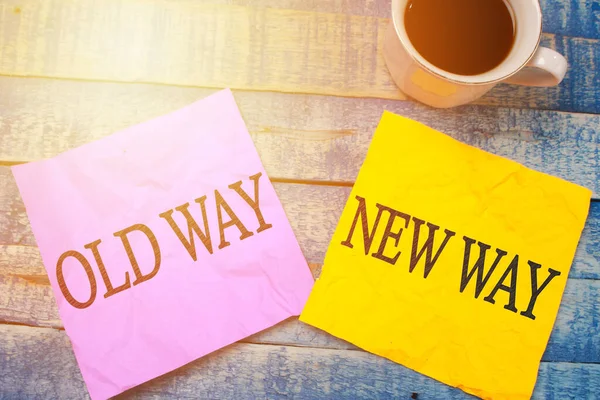 Old Way New Way Written Colour Paper Improvement Change Management — Stock Photo, Image