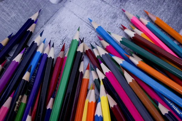 Colorful colored pencils of different colors