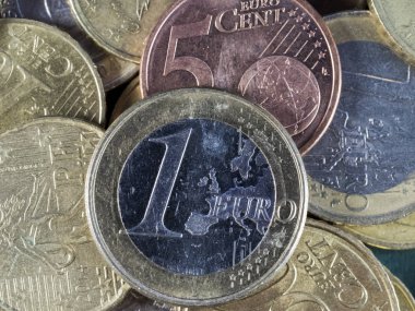 birkaç rasgele Euro ve cent sikke