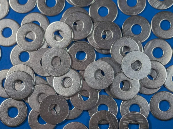 Several Circular Silver Washers — Stock Photo, Image