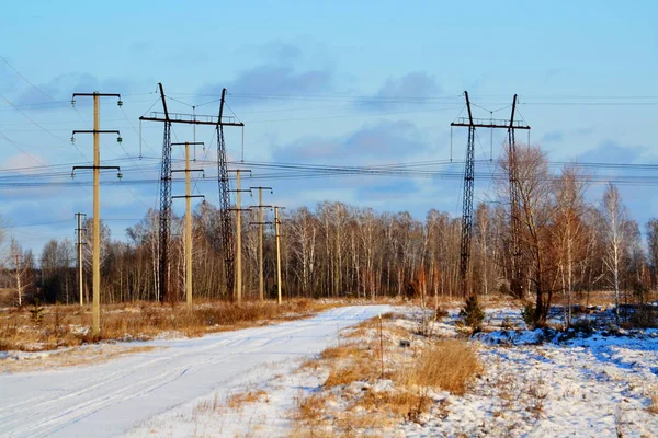 Elektriska Transformatorstationer Leverans Nuvarande Hela Regionen Sibirien — Stockfoto