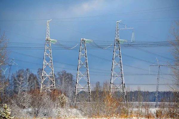 Elektriska Transformatorstationer Leverans Nuvarande Hela Regionen Sibirien — Stockfoto