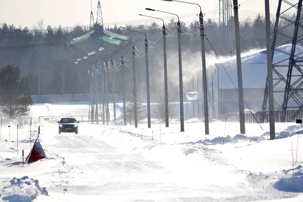 Sottostazioni Elettriche Forniscono Corrente Intera Regione Siberia — Foto Stock