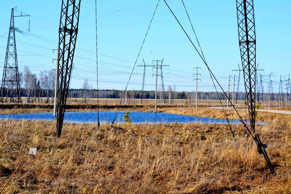 Podstacje Zasilania Bieżące Całego Regionu Siberia — Zdjęcie stockowe