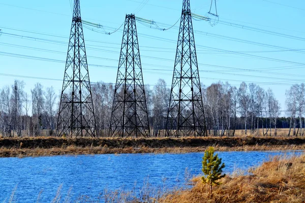 Elektrik Trafo Merkezleri Kaynağı Geçerli Tüm Bölge Sibirya — Stok fotoğraf