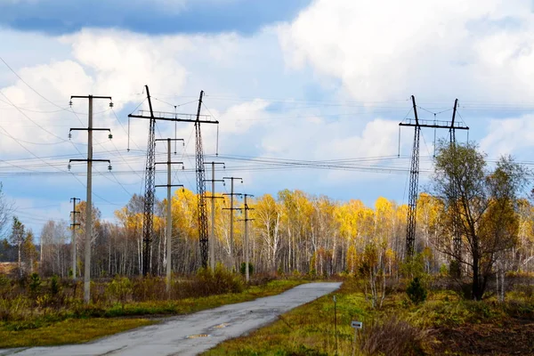 Elektriska Transformatorstationer Leverans Nuvarande Hela Regionen Sibirien — Stockfoto