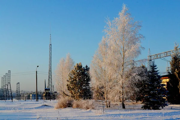 Elektriska Transformatorstationer Ger Befolkningen Energi Från Power Station — Stockfoto