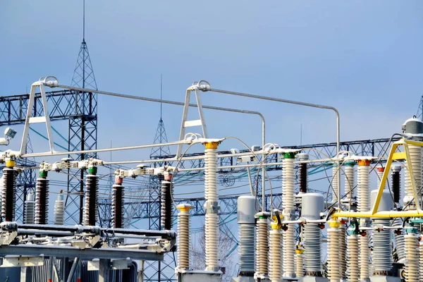 Elektriska Transformatorstationer Ger Befolkningen Energi Från Power Station — Stockfoto