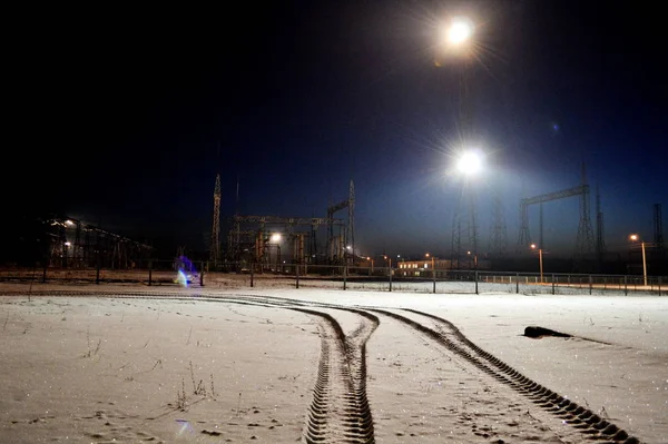 Sottostazioni Elettriche Forniscono Corrente Intera Regione Siberia — Foto Stock