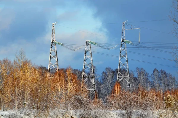 Elektriska Transformatorstationer Leverans Nuvarande Hela Regionen Sibirien — Stockfoto