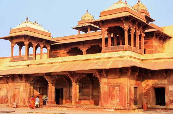 印度北方邦法塔赫 Sikri Jodh 白宫内庭院 法塔赫 Sikri 是印度莫卧儿建筑中保存最好的例子之一 — 图库照片