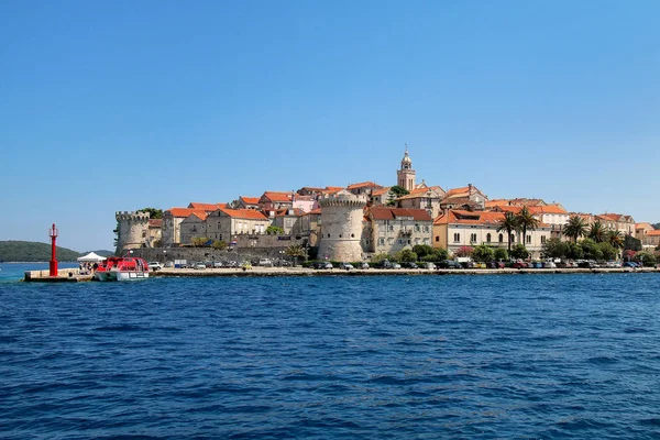 Pohled Staré Město Korčula Chorvatsko Korčula Historické Opevněné Město Chráněném — Stock fotografie