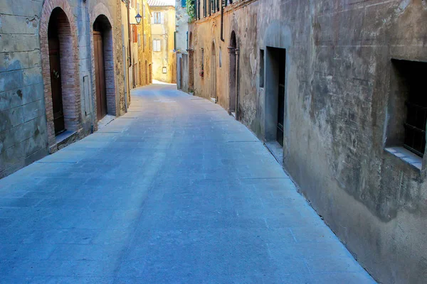 Enge Straße Historischen Zentrum Von Montalcino Stadt Val Orcia Toskana — Stockfoto