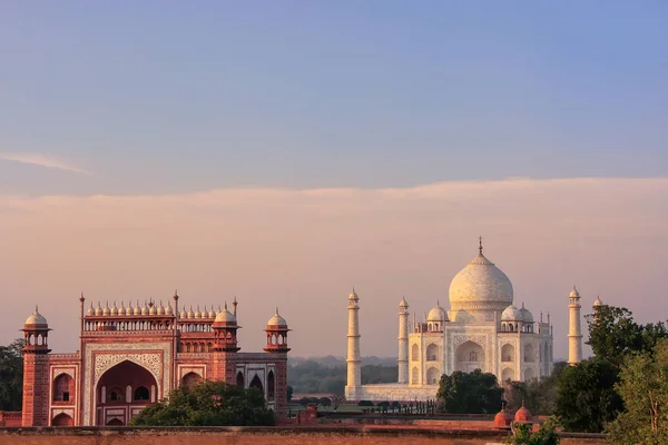 View Taj Mahal Great Gate Agra Uttar Pradesh India Build — Stock Photo, Image