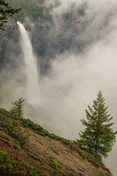 位于加拿大不列颠哥伦比亚省威尔斯格雷省公园的Helmcken瀑布有雾 它是不列颠哥伦比亚省第四大公园 — 图库照片