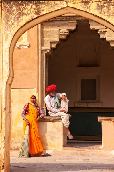Amber India November Unidentified People Rest Fourth Courtyard Amber Fort — Stock Photo, Image