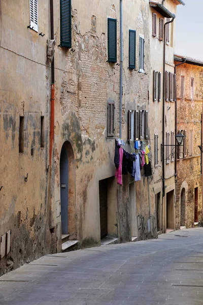 Rue Étroite Dans Centre Historique Montalcino Val Orcia Toscane Italie — Photo