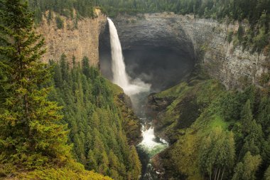 Wells Gray İl Parkı 'ndaki Murtle River' daki Helmcken Şelalesi, British Columbia, Kanada. British Columbia 'nın dördüncü büyük parkıdır..