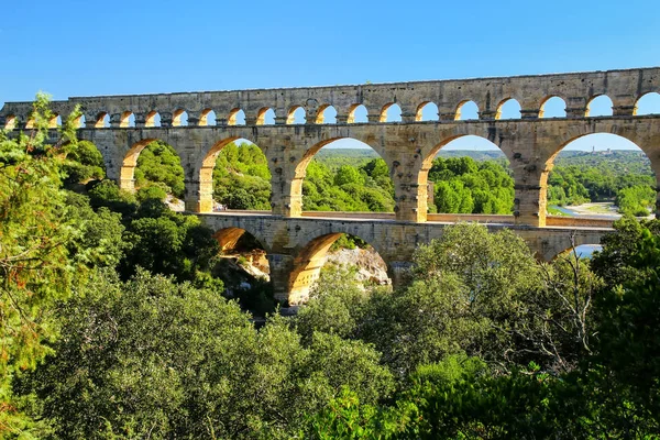 Aqueduc Pont Gard Dans Sud France Est Haut Tous Les — Photo