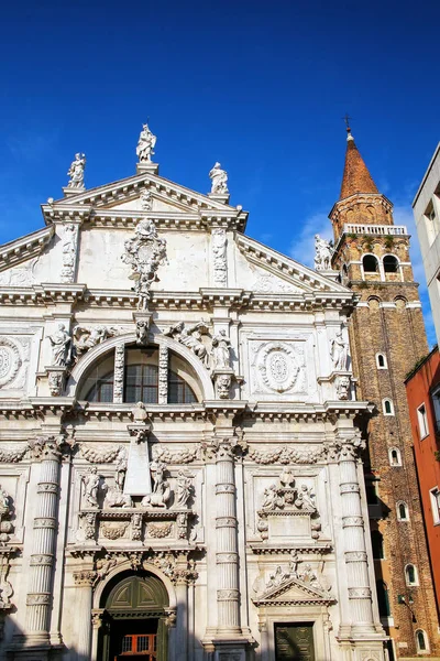 Kościół San Moise Wenecji Włochy Barokowa Fasada Kościoła Pochodzący 1668 — Zdjęcie stockowe