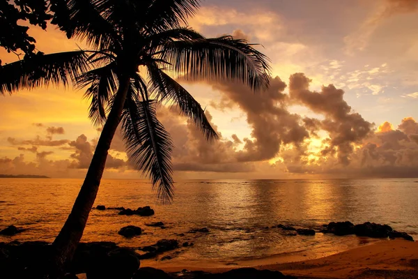 Nascer Sol Colorido Praia Aldeia Lavena Ilha Taveuni Fiji Taveuni — Fotografia de Stock